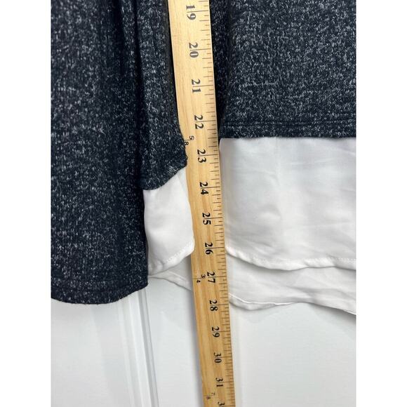 Vera Wang Charcoal Gray Bell Long Sleeve Mock Layered Sweater MEDIUM - Picture 6 of 7